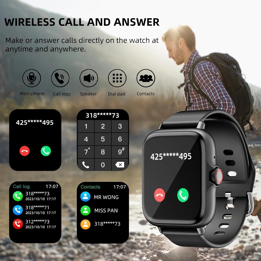 Upgrad Smart Watch For Men Women 1.83Inch Full Touch Display BT Call Sports Monitoring SmartWatch For Android&IOS Phone