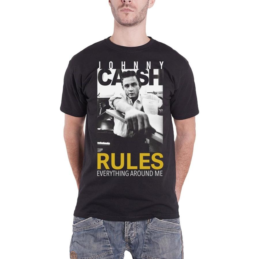 Johnny Cash T Shirt Rules Everything Around Me Logo New Official Mens Black S