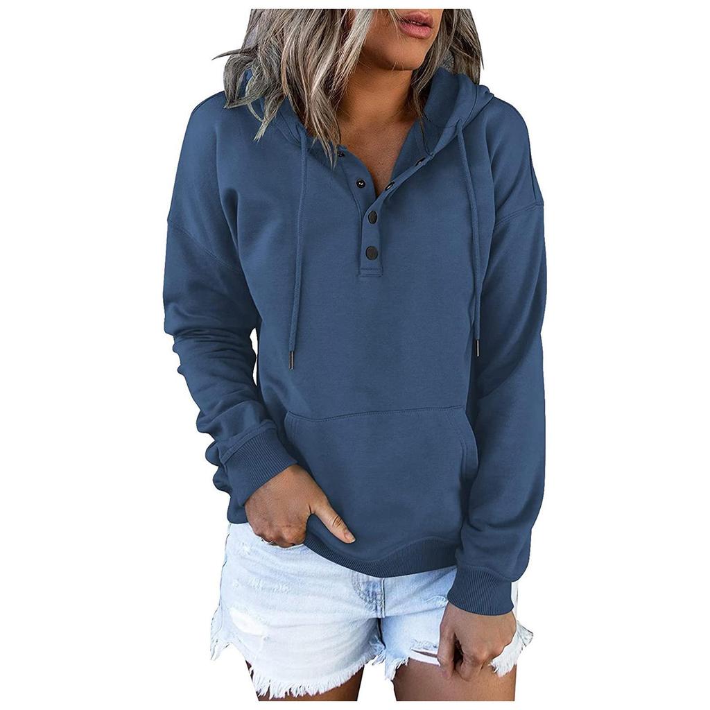 Women's Long-sleeved Loose Casual Hooded Drawstring Pocket Hoodie
