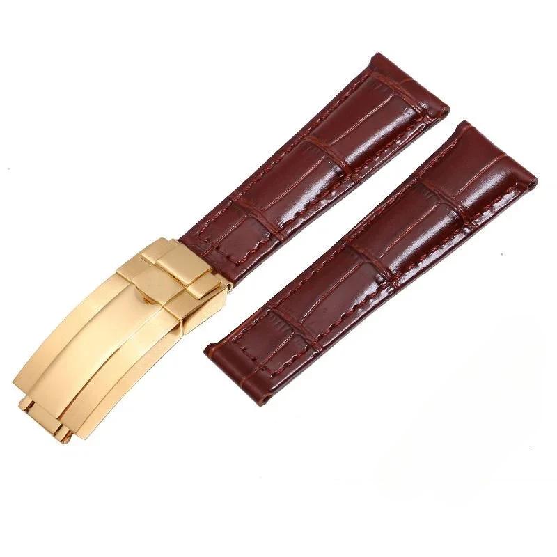 Crocodile Pattern Genuine Leather Watchbands 20mm for  Watch Strap Daytona Submariner  Bracelet Folding Buckle
