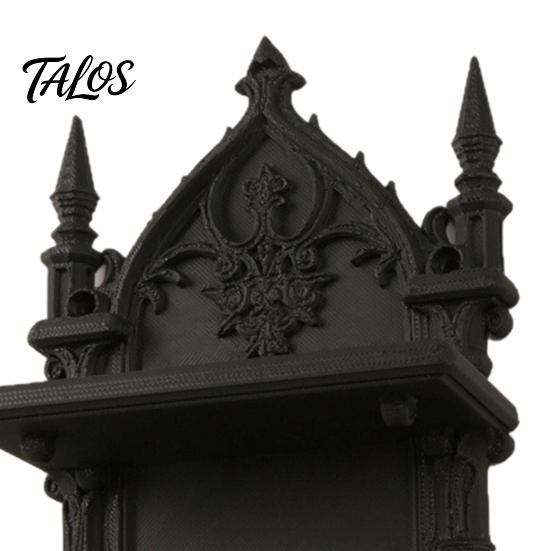 Gothic Wall Decor 3D Printed Double Tier Mount Shelf, Floating Unique Dark Home Soft Furnishing Style Vintage Display Rack for Decoration Organizer