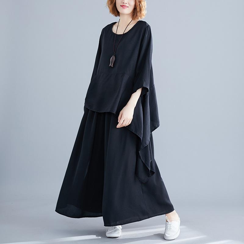 

Plus Size Summer Casual Two Piece Set T-Shirt Women New O-Neck Short Sleeve Women Tops Loose Wide Leg Pants Fashion Clothes 2025 One Size чёрный