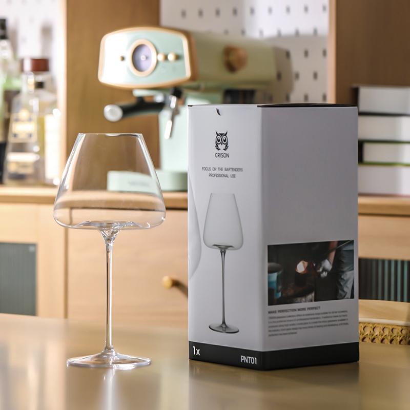 PNT01 CRISON Konkávní dno Ručně vyráběná sklenice na červené víno Ultra tenký křišťál Burgundsko Bordeaux Pohár Umění Velké bříško Degustační sklenice