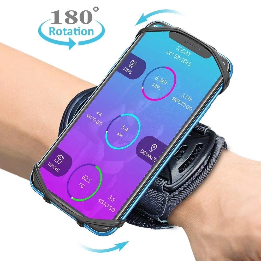 Wristband Phone Holder 180°Rotatable Universal Sports Wristband for iPhone Running Armband for Samsung For OPPO Hiking Biking 6