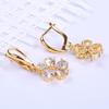 HUAMI New Plated Gold Drop Earings Flower Jewelry Two AAA Zircon Long-lasting Gift For Sister Bizuteria Damska