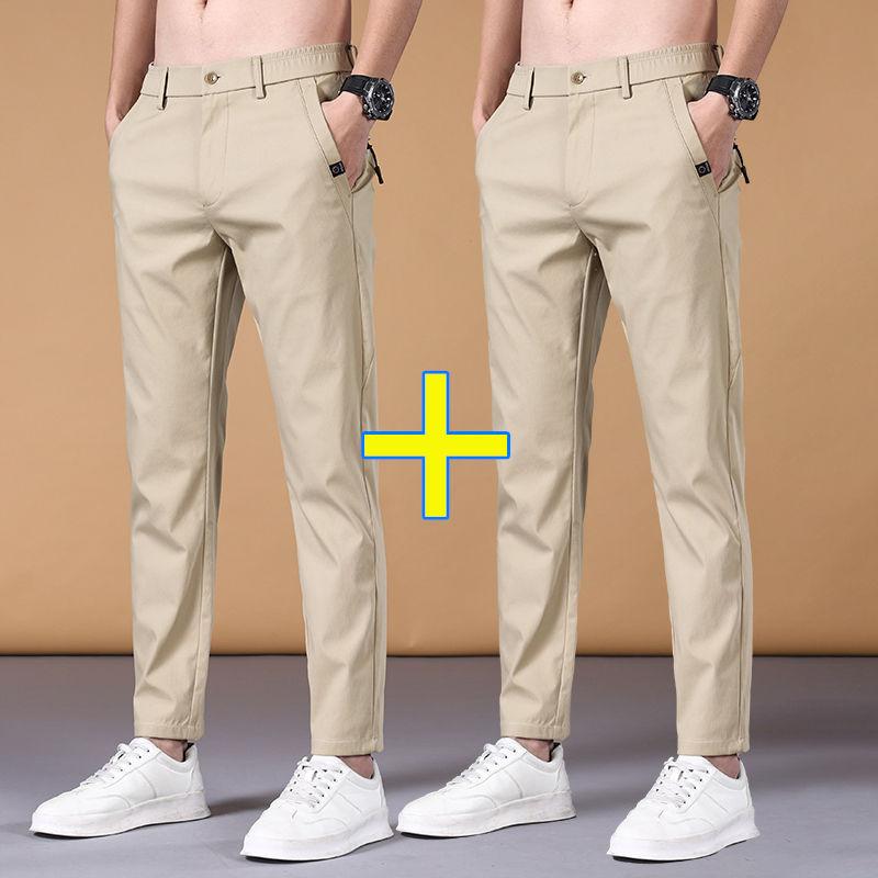 Streetwear Men's Fashion Casual Suit Pants Spring Autumn Solid All-match Slim Korean Male Clothing New Full Straight Trousers 38