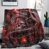 Red mechanical skull dragon Print Flannel Blanket,High quality Comfortable for All Seasons,Home Decor,Warmth and Comfort,Perfect for Christmas Gifts