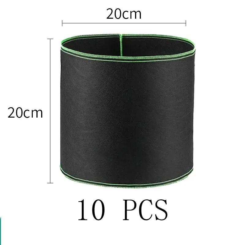 

10pcs Thickened Planting Bag For Vegetable/flower/plant Grow Large Size Non-woven Bla Barrel Planting Buet Handles Planting Bags