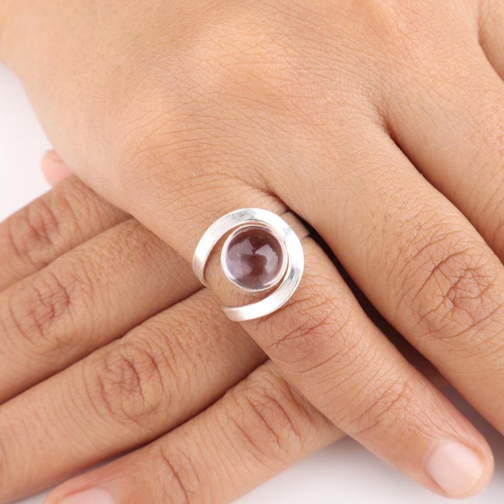 Natural Ametrine Gemstone 925 Sterling Silver Jewelry Handmade Round Stone Ring RR-68-28