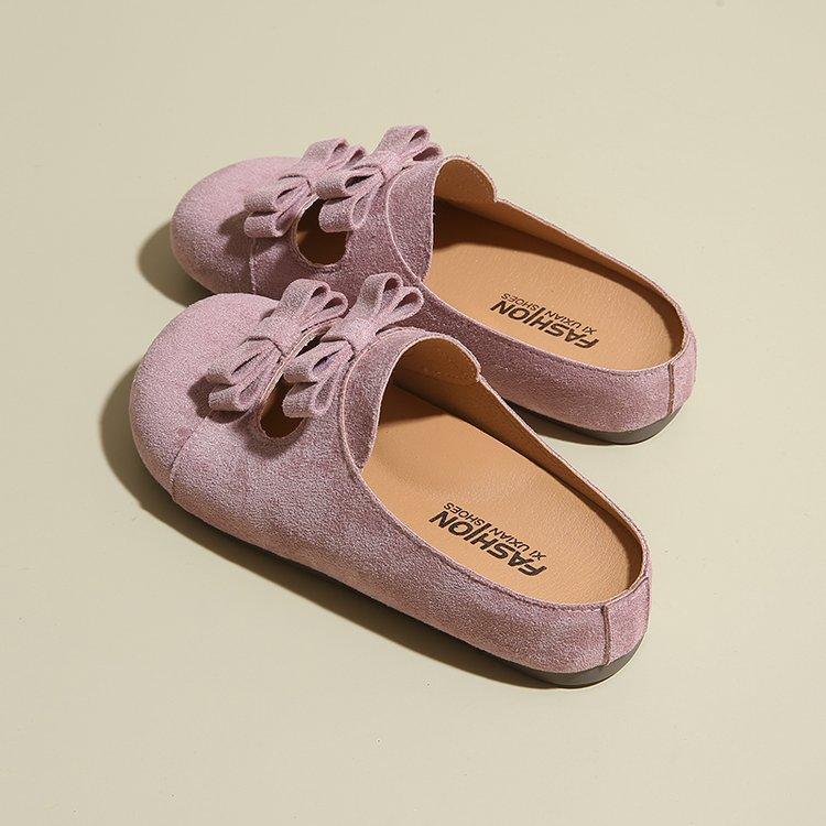 Bow Baotou Half Slippers Women's Summer 2025 New Retro Mary Jane Thick Bottom Birkencool Slippers Women