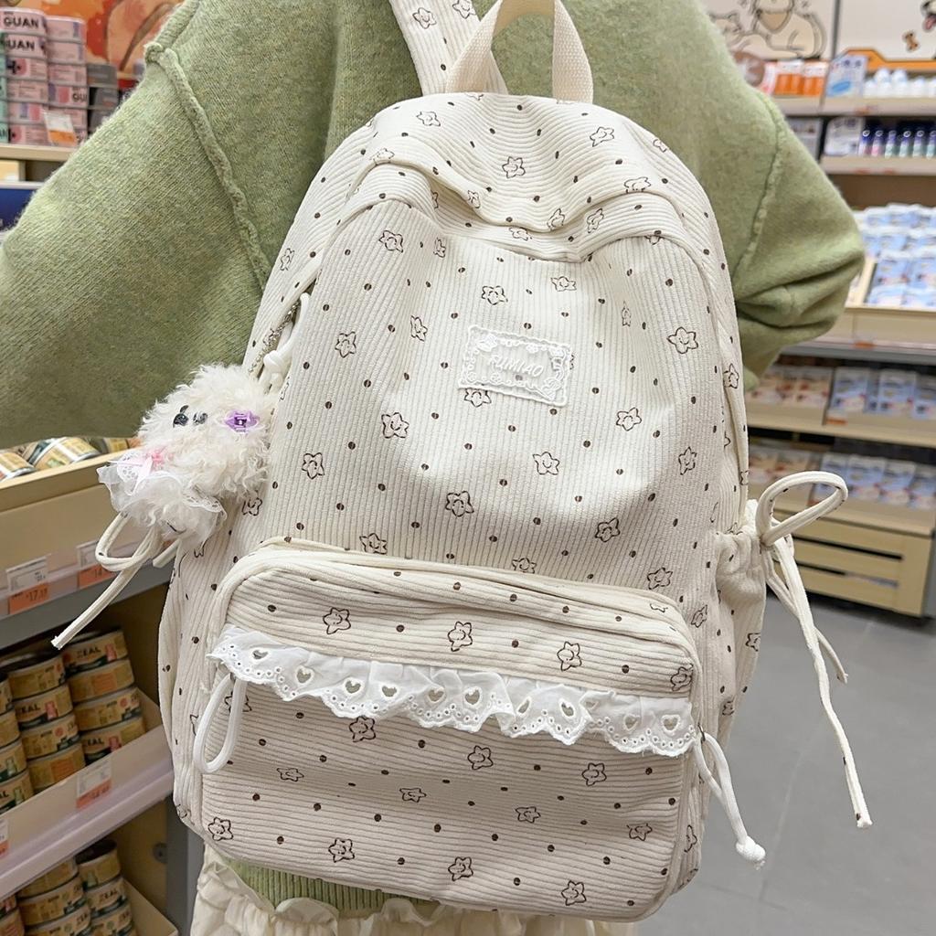 Schoolbag New Backpack Female Korean Version Ins Literary Small Fresh Wind Junior High School Student Backpack Large Capacity Casual Backpack