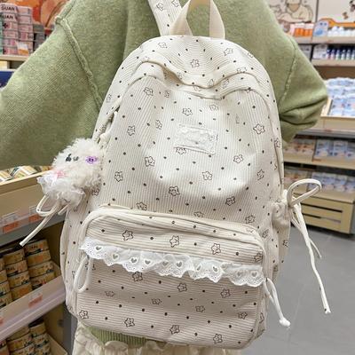 Schoolbag New Backpack Female Korean Version Ins Literary Small Fresh Wind Junior High School Student Backpack Large Capacity Casual Backpack