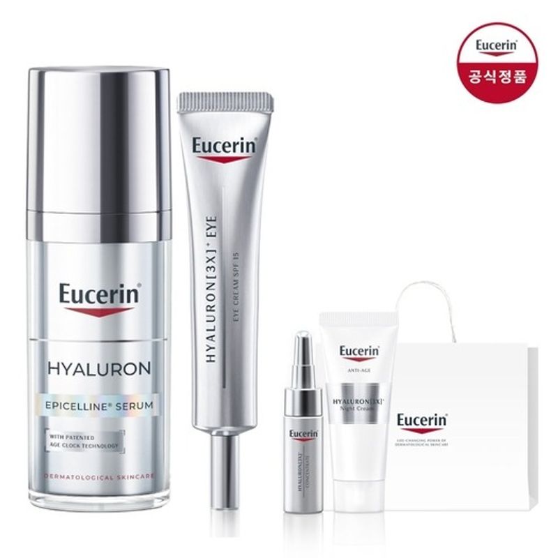 Eucerin Hyaluronic Epiceline Serum 30ml + Hyaluronic 3X Eye Cream 15ml + 3X Concentrate Mini 5ml + 3X Night Cream Mini 7ml