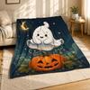 Halloween Ghost With Pumpkin Coral Fleece Blanket