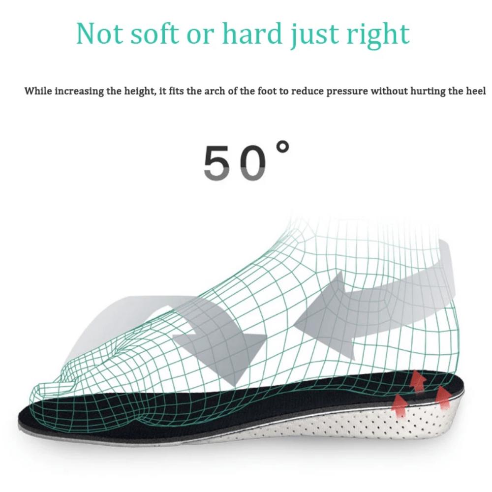 Hard Breathable Memory Foam Height Increase Insole Heel Lifting Inserts Shoe Lifts Shoe Pads Elevator Insoles for Unisex
