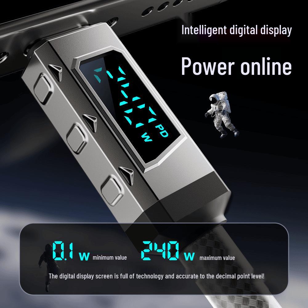 BeMo 240W Fast Charging Type-C Cable with Smart Chip & Ice Crystal Digital Display