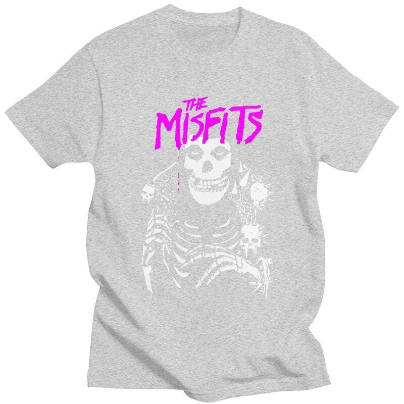 Custom Horror Punk Rock Misfits Skull T Shirts for Men Pure Cotton Tee Tops Tshirt Casual Tshirt