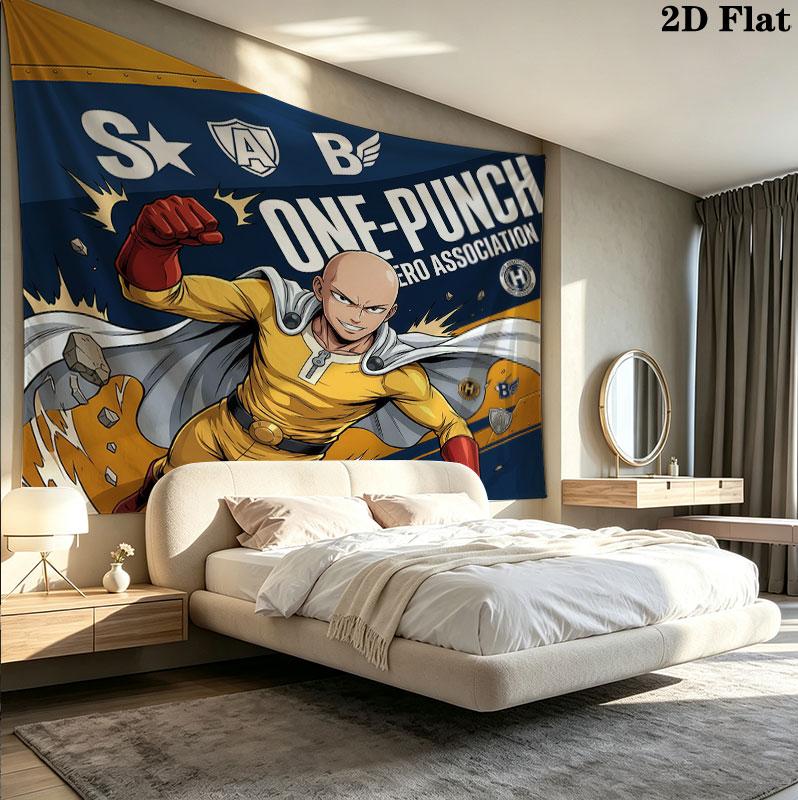 Onepunch Man Wall Tapestry Aesthetic Wall Hanging Printed Fabric Blanket Decorative Tapestries For Bedroom Living Room Home Decor