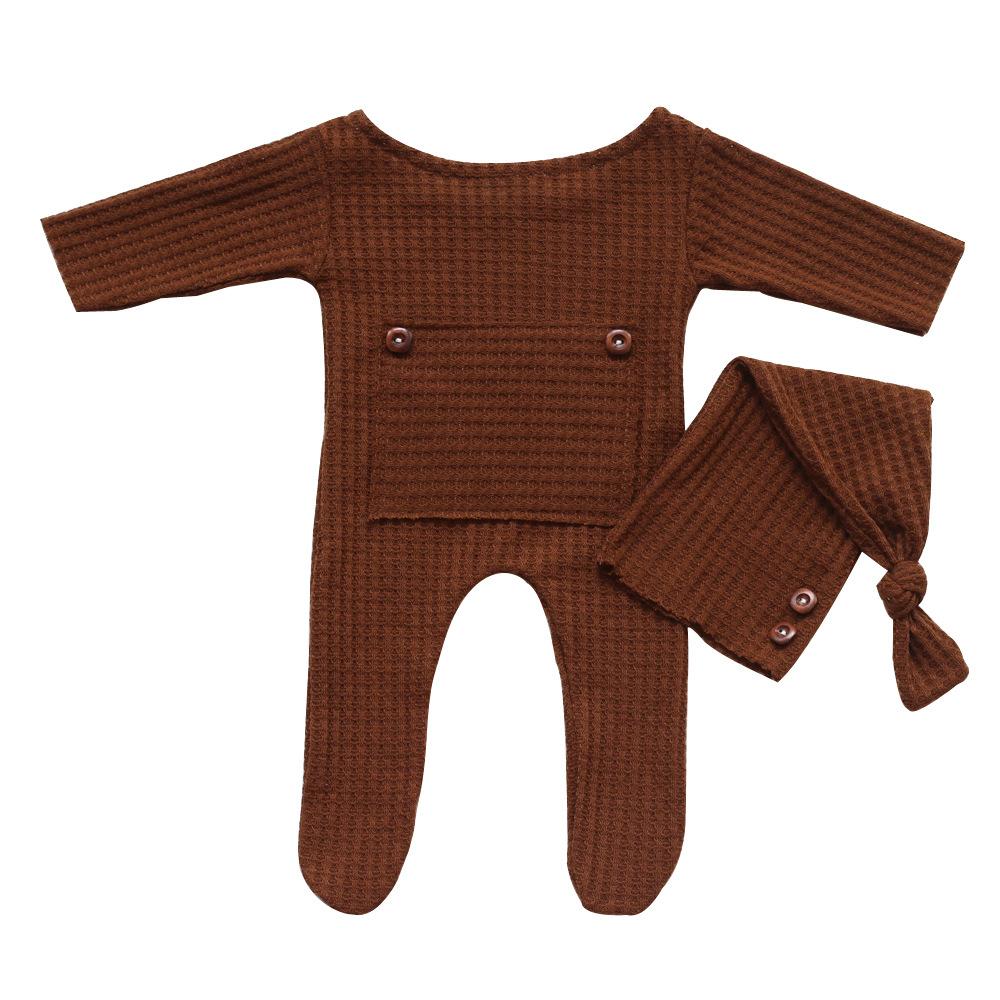 Newborn Photography Clothing Baby Soft Houndstooth Knitted Long Tail Hat Jumpsuit Set, Interesting and Beautiful