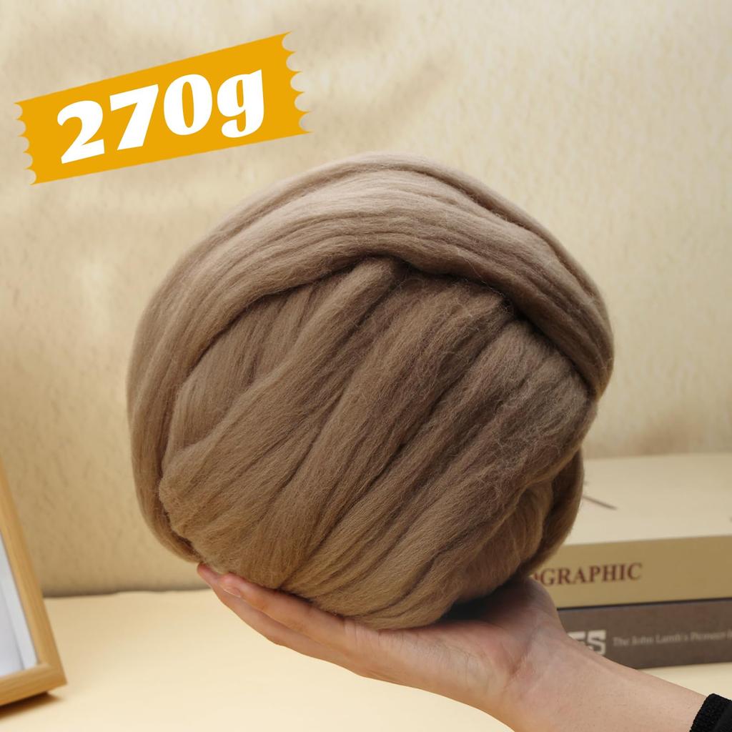Fenrry 270g Wool Roving Wool Yarn Needle Felting Wool Fibre Wool Roving Top for Wool Felt Supplies DIY Festival Craft Materials