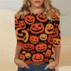 Women's Fashion Casual Three-quarter Sleeve Halloween Printed Round Neck Top