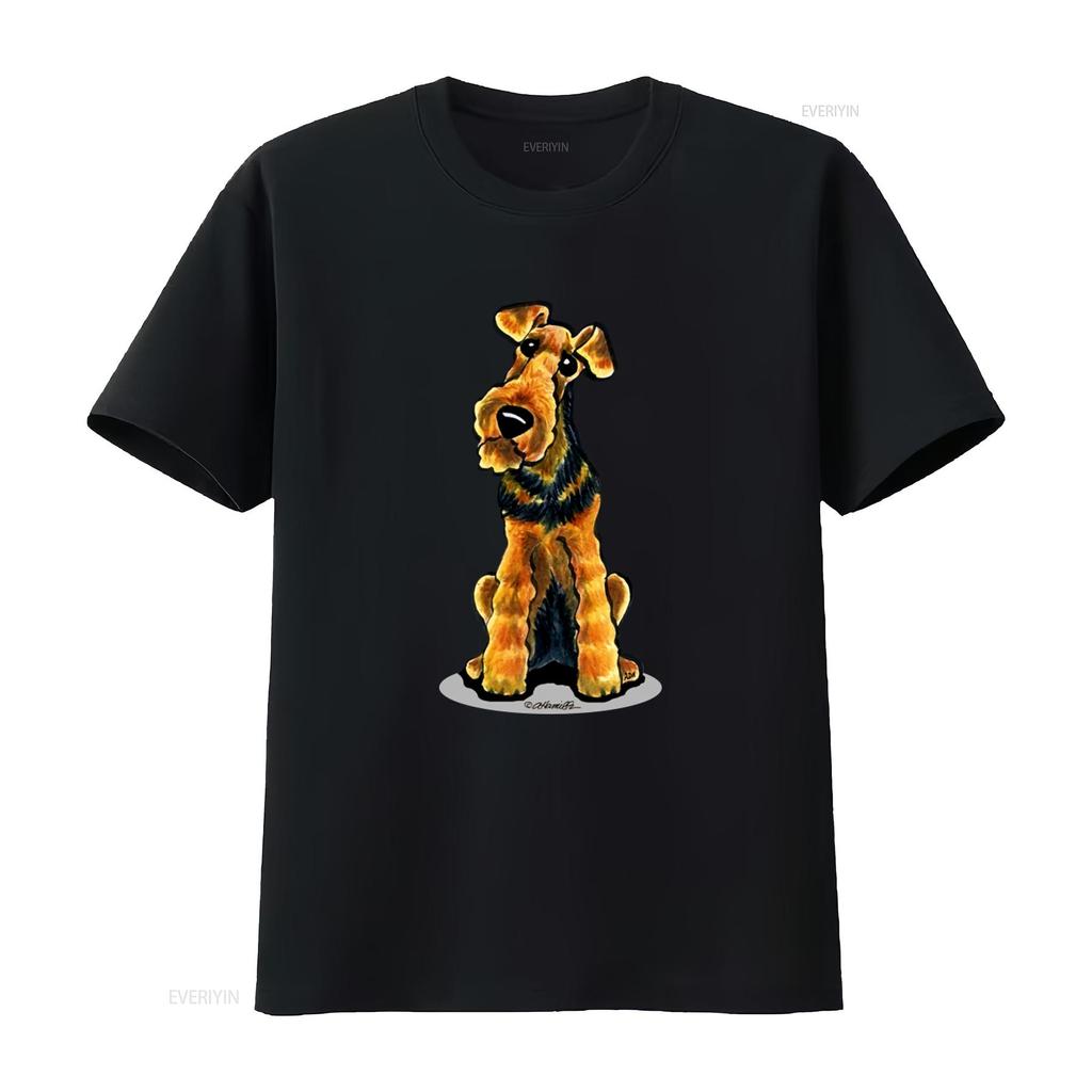 T-shirt con Stampa Welsh Terrier per Moda Casual vintage Lavato uomo abbigliamento designer Versatile Elasticizzato Morbido Unisex Traspirante
