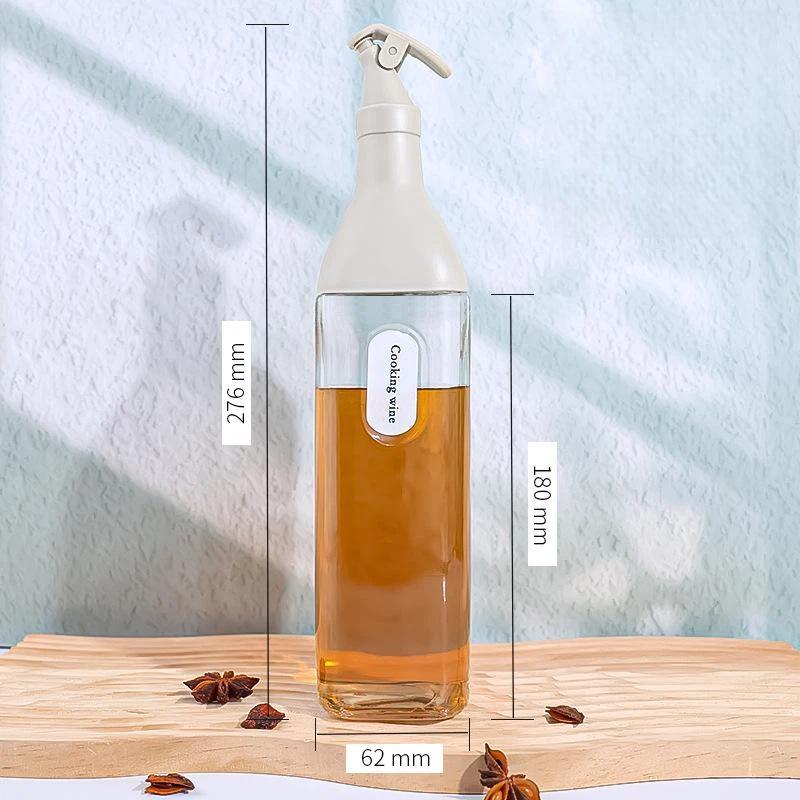 1Pcs Glass Oil Dispenser Bottle With Flip Top Lid Leak Proof Seasoning Sauce Vinegar Storage Container For Kitchen Cooking