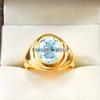 Aquamarine Oval Cut With 925 Sterling Silver Gold Plated Ring For Men's #A756 JL375659101958
