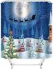 5style 4Pcs Bathroom Shower Curtain Set Christmas Tree Bathroom Curtain With 12 Hooks Non Slip Rugs Toilet Cover Mat Bathroom Partition