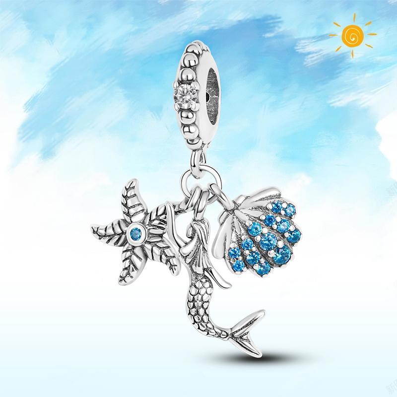 copper Authentic Charm Bead Charms Blue Sea Butterfly Whale CZ Charm Bead Charms Bead Charms Compatible With Authentic Accessories Bracelets Do It You