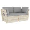 VIDAXL 2-seater Pallet Sofa for Garden - Spruce Wood - Grey Cushions - Outdoor