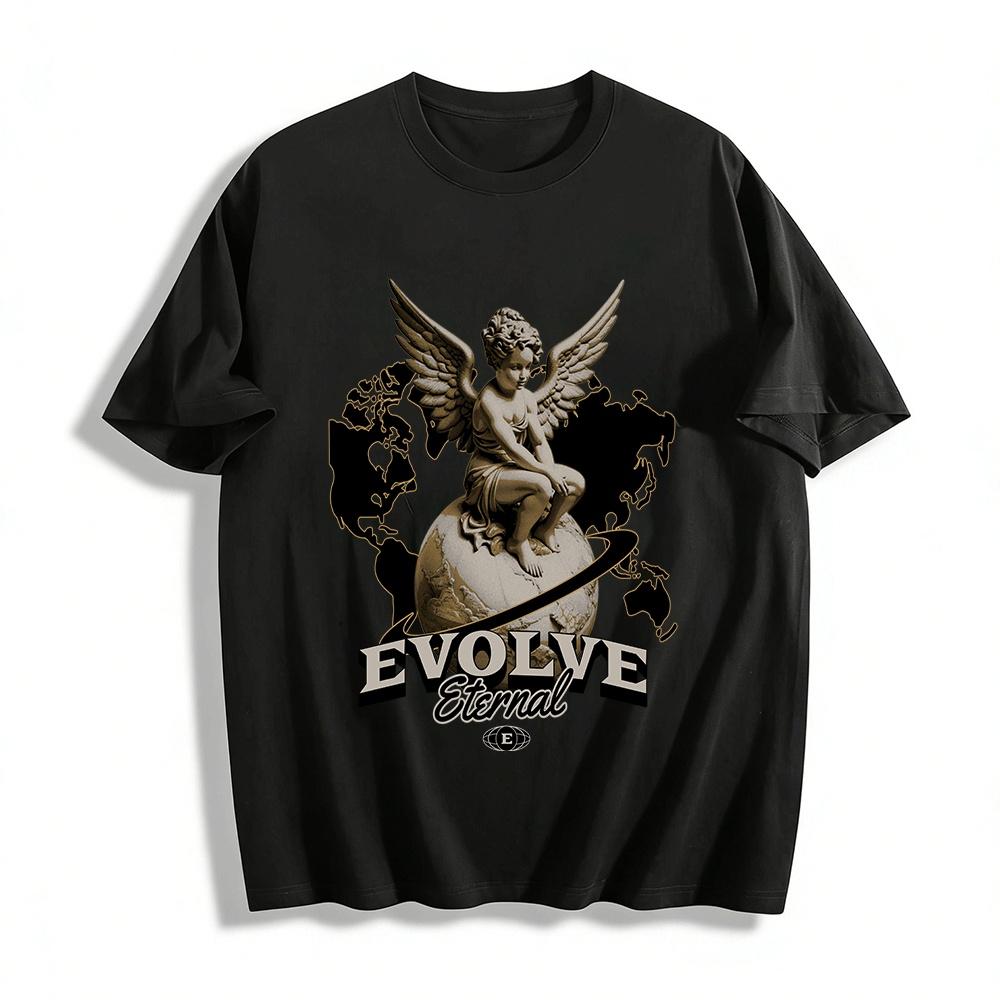 

Vintage Angel Earth Print Casual Top For Men And Women Pure cotton T-shirt 6XL