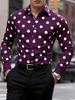 Men's Polka Dot Shirt Casual, Breathable, Comfortable, Fashionable and Trendy Men's Long Sleeved Shirt, Lapel Shirt