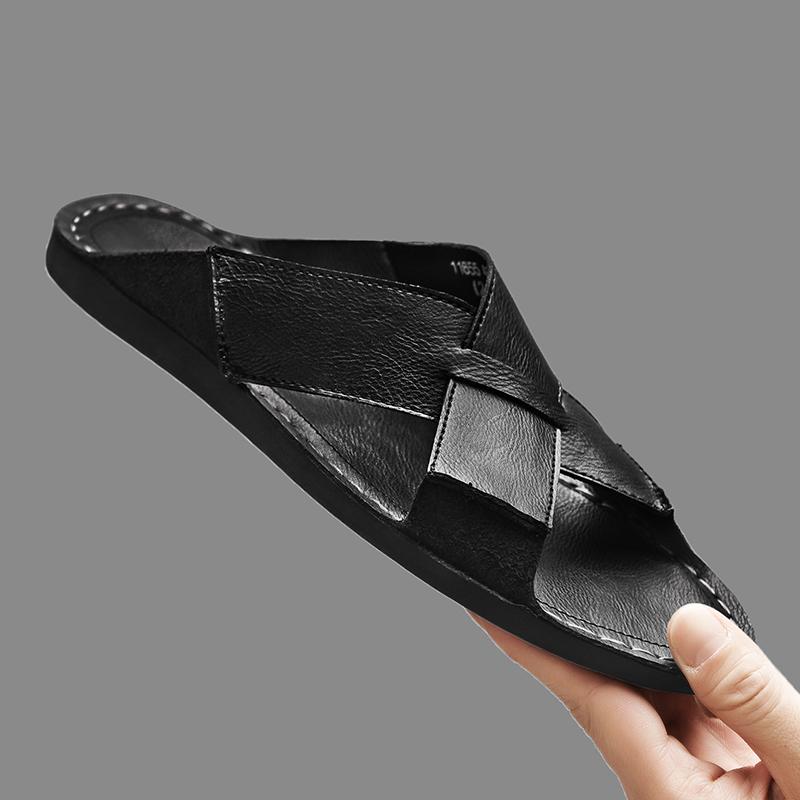Fashion Lightweight Handmade Men Slippers Summer Men's Sandals Mules Outdoor Half Drag Antiskid Simple Lazy Flats New Slides Flip-flops