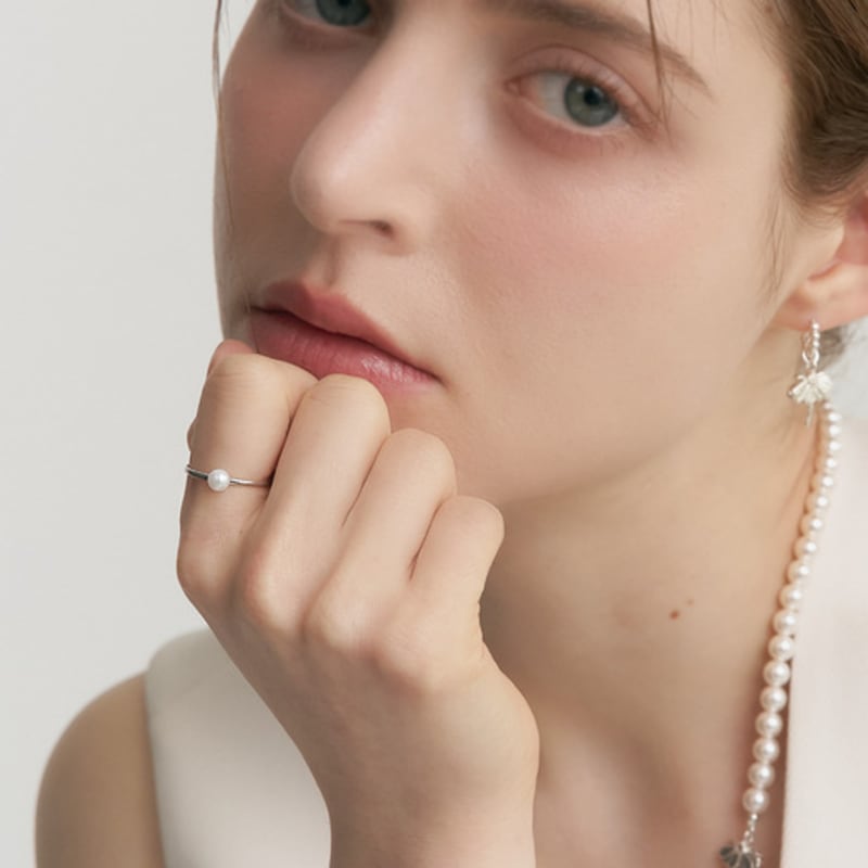 UNI.J [Cotidiano]Simple Pearl Silver Ring Ir273