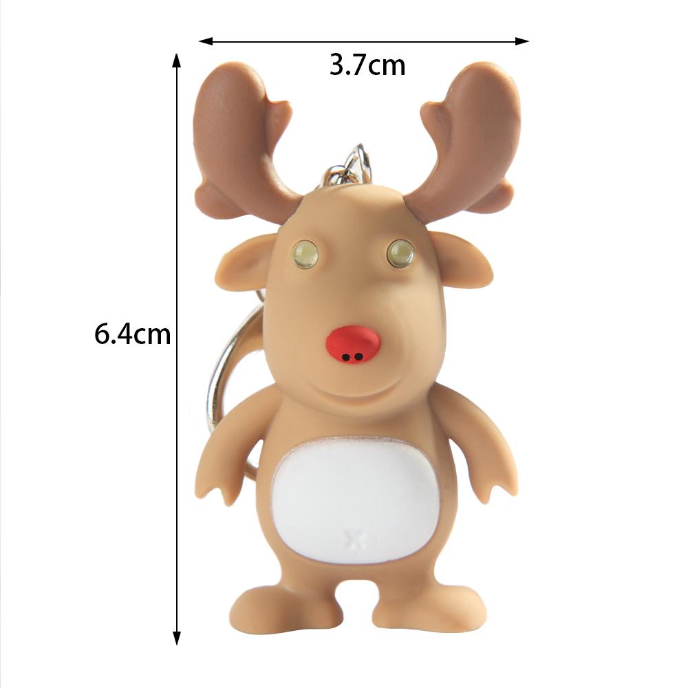 Cartoon Christmas Gift Mini Flashlight Deer Shape Key Chain LED Lights Luminous Key Ring