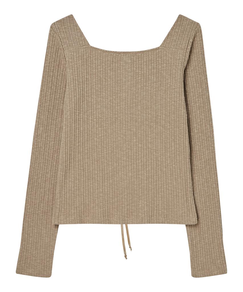 DELICCENT String Tie-Up T-Shirt [Mocha]