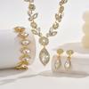 Bride Crystal Flower Jewelry Set Banquet Wedding Necklace Earrings Bracelet Accessories for Women