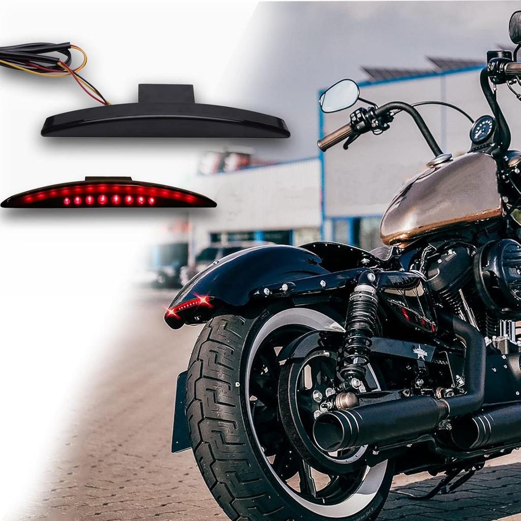 DREAMIZER Motorcycle Chopped Rear Fender Edge LED Brake License Plate Tail Light Stop Running Light Turn Signal Lamp for Harley Sportster XL883N