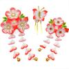 JZOON Hair Ornament Gradient Design with Perfect for Graduation and Handmade with Cherry and H5102 3-Piece Set, Tsumami-zaiku Trim, Shichi-Go-San,