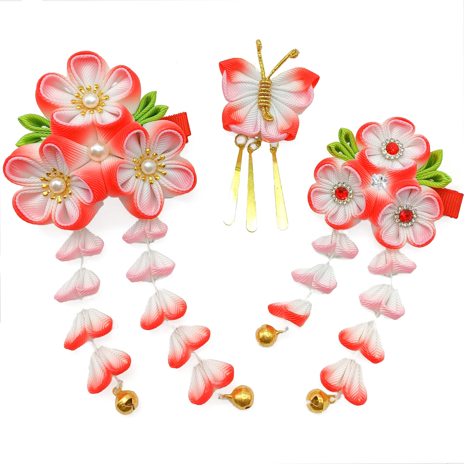 

Украшение для волос JZOON с градиентным дизайном, идеально подходит для выпускного бала и ручной работы с вишней и набор из 3 предметов H5102, отделка цумами-дзаику, Сити-го-сан,