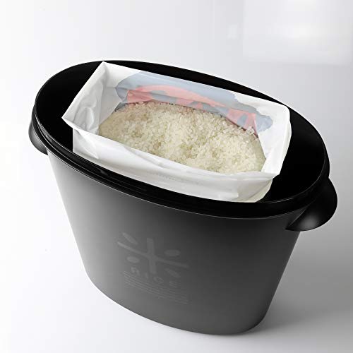 PEARL METAL Rice Container, All Black, 5kg Capacity, Bag-Left, BLKP, AZ-5042