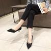 Fashion Four Seasons Women's Suede High Heels 2024 New Pointed Stiletto Fashion Sexy Black Wedding Shoes Office Lady Shoes