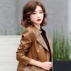 Nové Dámské Kožená bunda Jaro Cool Móda Moto&Biker Styl Svrchní oblečení Stojánek Límec Krátký kožený kabát z ovčí kůže