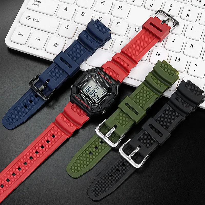 Das Zubehör für Uhrenarmbänder ist passend für Casio Uhren W-218h / F-108 AE1200 / 1000 / 1300 (18 mm) aus Kunstharz und Silikon.