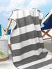 SHENG CHUN Watercolor Stripe Towel, Blue Navy Pink Gray, Soft Microfiber Absorbent for Beach, Pool, Gym & Vacation