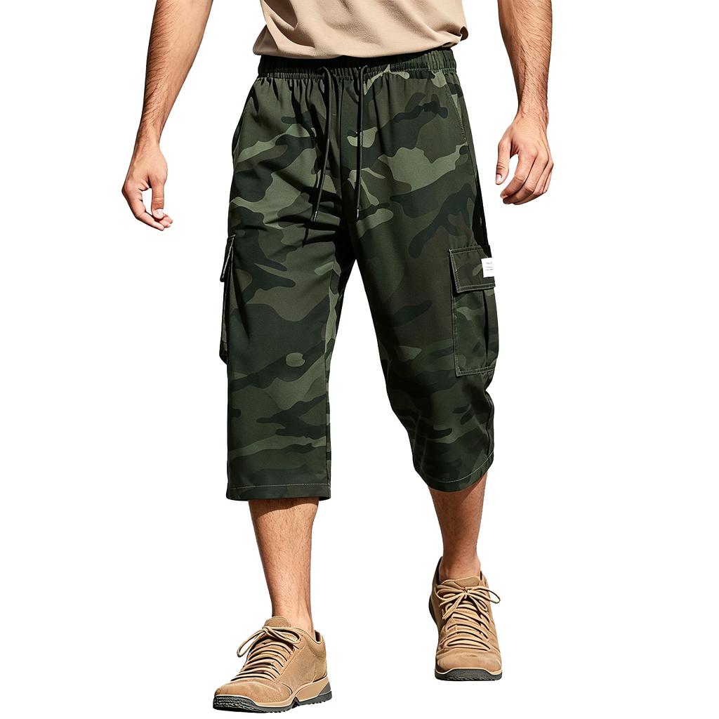 Herren Cargoshorts Leichte Outdoor-Sport Mehrere Taschen Arbeitskleidung Caprihosen Elastischer Bund Sommer Freizeit Arbeitshosen