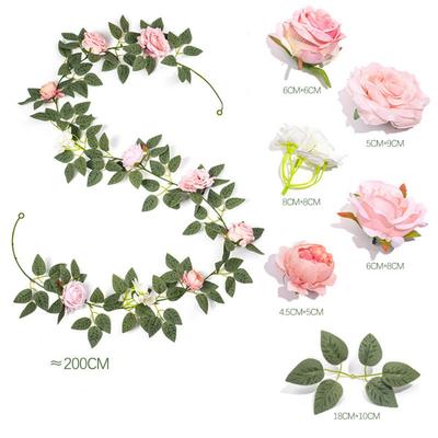 NEW Multicolor Artificial Rose Flower Vine DIY Silk Wall Hanging Garland Pink Rose Simulation Rose Leaf Vine Home Decoration