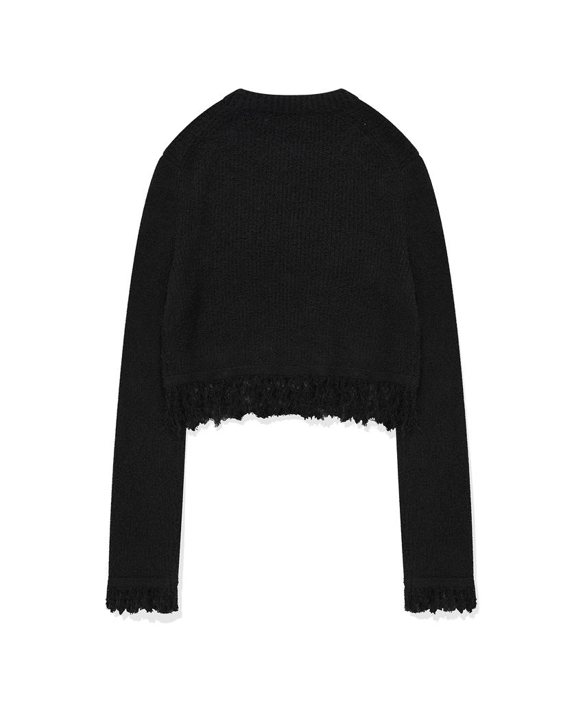 FALLETT Fringe Long Sleeve Knit Black