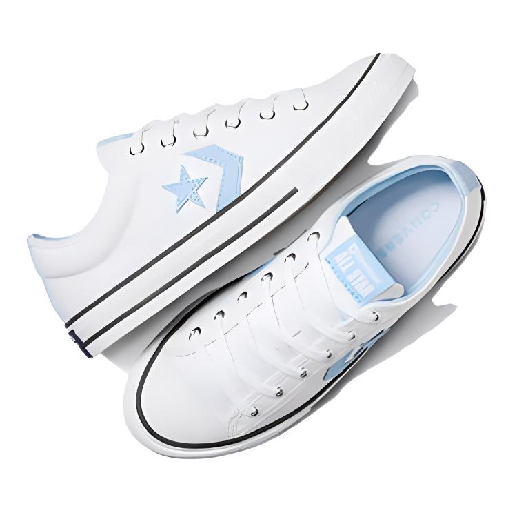 Converse Star Player 76 Comfortable Casual Low Top Kids Skate Shoes Kids Sneaker White Blue A07409C